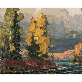 Poplars by a lake