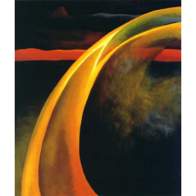 Abstract Painting with Red Orange Streak