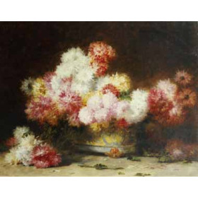 Achille Zo - Chrysanthemum and Other Flowers in a Bowl