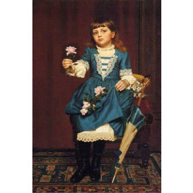 Brown, John George - Daisy McComb Holding a Pink Rose