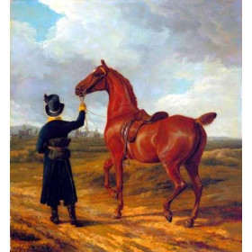 Jacques-Laurent Agasse - Lord Rivers Groom Leading a Chestnut Hunter towards a Coursing Party in Hampshire