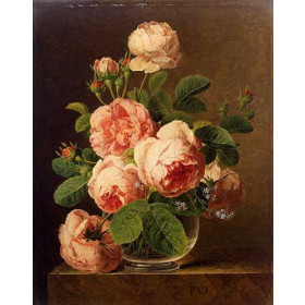 Jan Van Dael - Still Life Of Roses In A Glass Vase