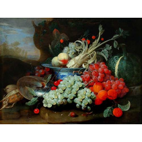 Joris Van Son - Fruit still life with Nautilus shell