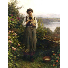 Knight, Daniel Ridgway(USA) - Young Girl Holding a Puppy