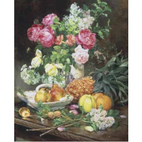 Louis De Schryver - Still Life of Flowers and Fruit