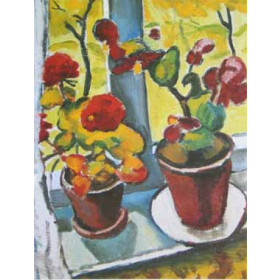 Macke, August - Flowers at the Window, Begonias