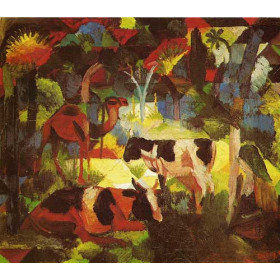 Macke, August - Landscape with Coows and Camel