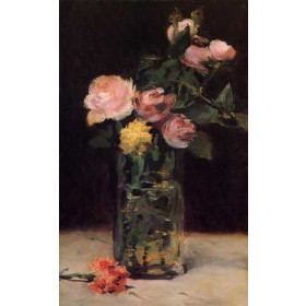 Manet, Edouard - Roses in a Glass Vase