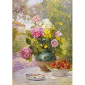 Marie Lucas - Still Life of Summer Flowers and Fruit