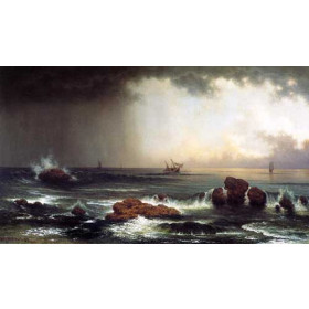 Martin Johnson Heade - Hazy Sunrise at Sea