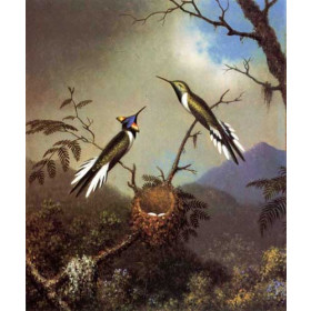Martin Johnson Heade - Hummingbirds at Their Nest - Sun Gems