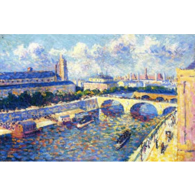 Maximilien Luce - Paris, the Seine and the Quai de la Megisserie viewed from the Quai de Horloge