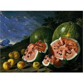 Melendez, Louis(Spain) - Still Life with Watermelons and Apples