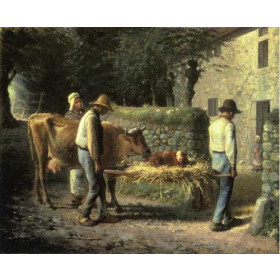 Millet, Jean-Francois - Peasants Bringing Home a Calf Born in the Fields