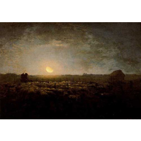 Millet, Jean-Francois - The Herd Prairie, moonlight