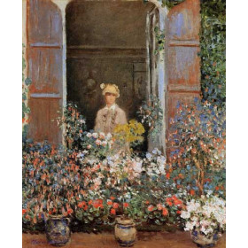 Monet, Claude - Camille Monet at the Window, Argentuile