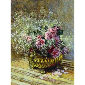 Monet, Claude - Flowers in a Pot (also known as Roses and Babys Breath)