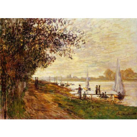 Monet, Claude - The Riverbank at Le Petit-Gennevilliers, Sunset