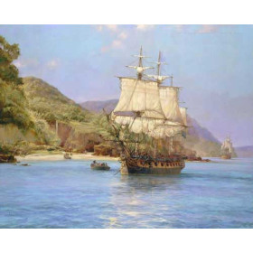 Montague Dawson - he Pirates Cove, Wafer Bay, Cocos Island