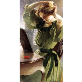 Young Woman Arranging Her Hair