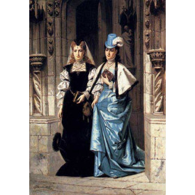 Two Elegant Ladies Leaving A Church