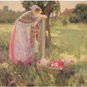 Resting by A Basket of Flowers