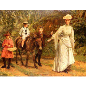 A donkey Ride Along A Woodland Path