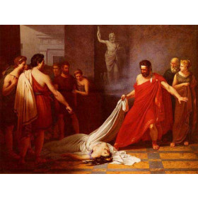 Egisthe, Believing he has Found the Body of Orestes, to his Surprise Finds Clytemnestra