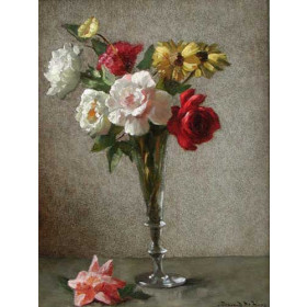 Still Life with a Vase of Roses and Daisies
