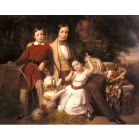 Group Portrait With The Prince Valmontone, Gwendalina Doria-Pamphili And Bertram Talbot, In A Villa Garden