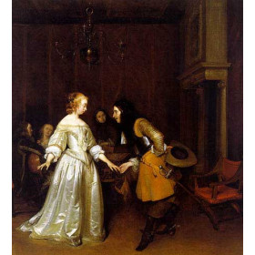An Officer Making his Bow to a Lady