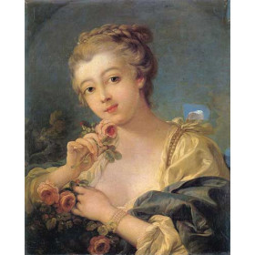 Young Woman with a Bouquet of Roses