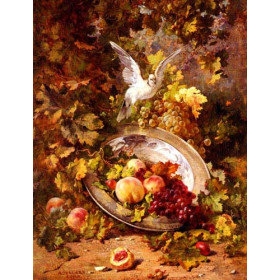 Peaches And Grapes With A Dove