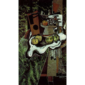 Fruit on a Tablecloth with a Fruitdish