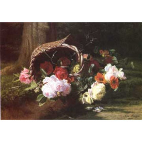 Still Life of Roses with a Basket