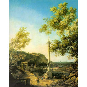 Capriccio: River Landscape with a Column, a Ruined Roman Arch, and Reminiscences of England