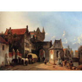 Figures By An Old City Gate