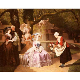 Marie Antoinette and Louis XVI in the Garden of the Tuileries with Madame Lambale