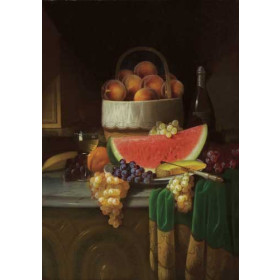Fruit and Wine on a Marble Tabletop