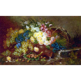 Still Life with Grapes and Roses