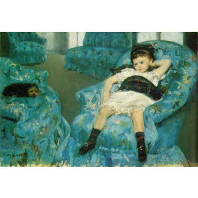Little Girl in Blue Armchair