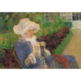 Lydia Crocheting in the Garden at Marley