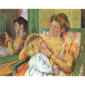 Mother Combing Her Childs Hair