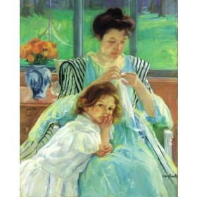 Young Mother Sewing