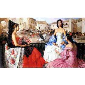 Elegant Women Watching a Bull Fight