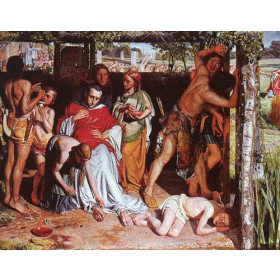 A Converted British Family Sheltering a Christian Missionary from the Persecution of the Druids