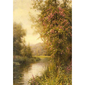A Flowering Vine along a Winding Stream with a Country Church Beyond