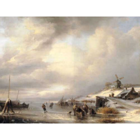 Figures on a frozen lake
