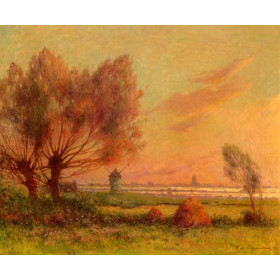 Soleil couchant sur les marais salants